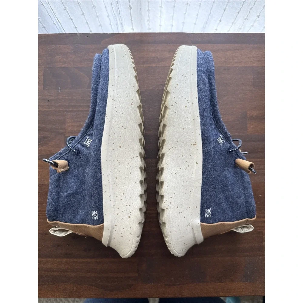 Hey Dude Wendy Peak Hi Wool Navy Blue Chukka Boots Sz 8 Platform Mid-Top